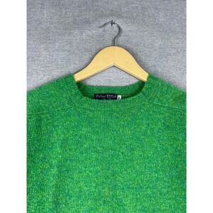Peter Elliot New York Shetland Wool Sweater Green Crewneck Made in UK Size 42